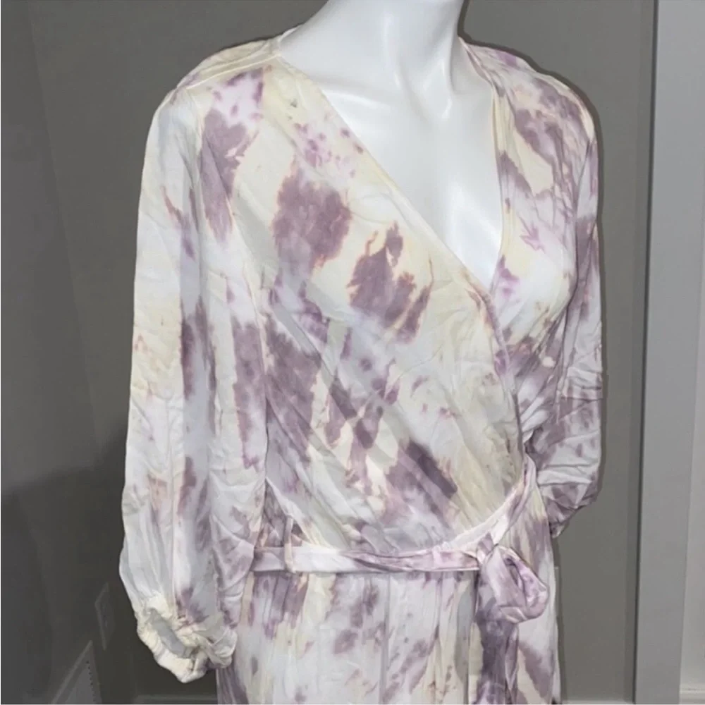 Young Fabulous & Broke Mauve Harvest Tie Dye Jillian Wrap Dress Large NEW! - Picture 2 of 5
